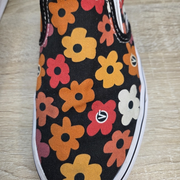Vans Floral Slip-On Sneakers - Black, Orange, Red, White - Picture 8 of 11